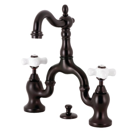Kingston Brass Bridge Bathroom Faucet with Brass Pop-Up, Oil Rubbed Bronze KS7975PX